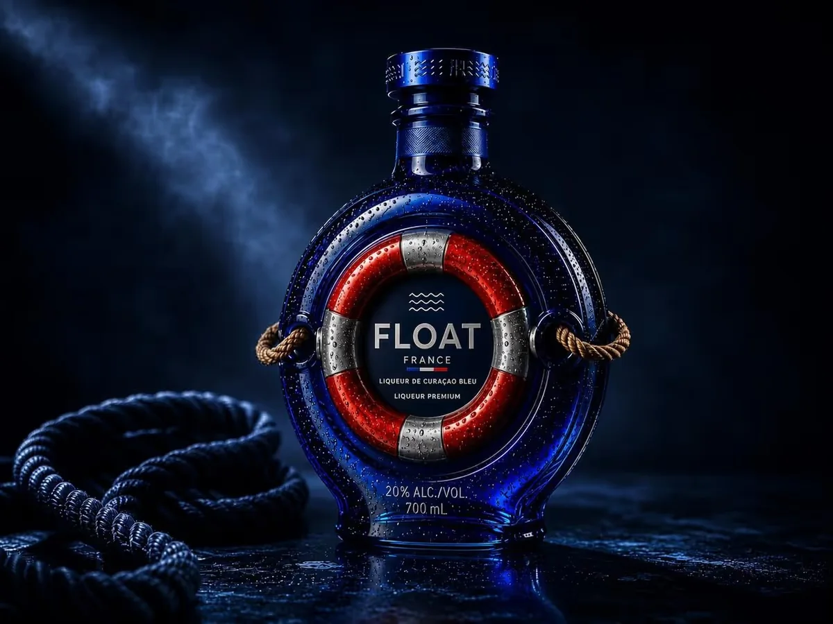 Packaging premium Float France, liqueur de curaçao bleu