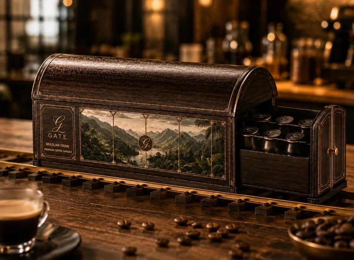 Gate packaging café premium — Train narrative