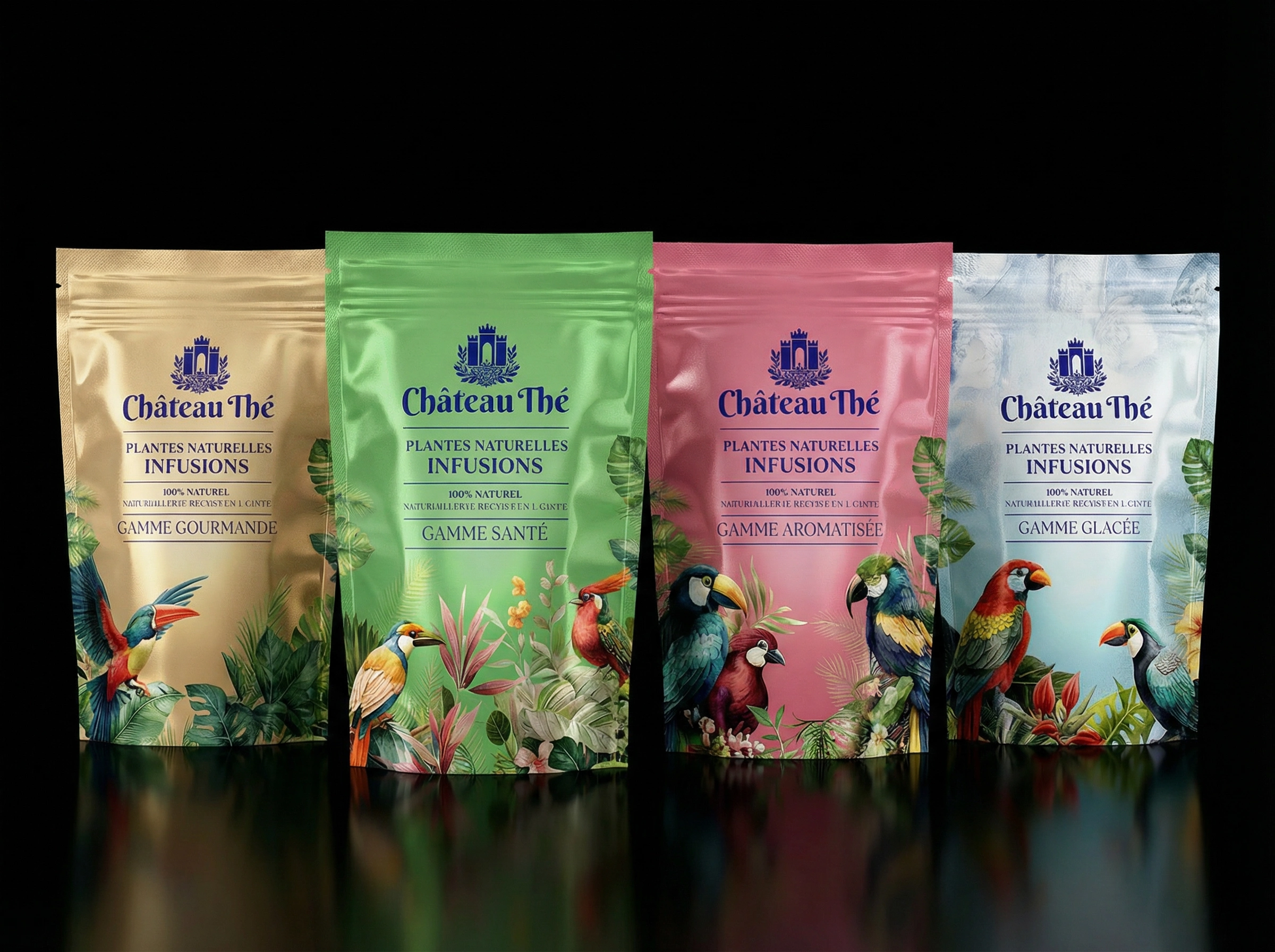 Château thé projet branding réalisé par une agence de design paris spécialisée en création graphique, graphisme et packaging